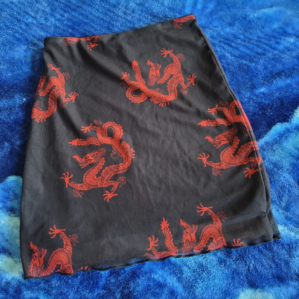Shein xs Dragon mesh mini skirt
